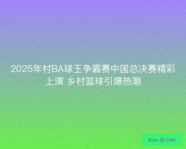 2025年村BA球王争霸赛中国总决赛精彩上演 乡村篮球引爆热潮 2025年村BA球王争霸赛中国总决赛精彩上演 乡村篮球引爆热潮